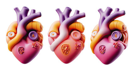 Colorful Hospital Heart Icons Set on a Transparent Background Generative AI