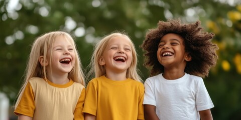 Joyful children laughing outdoors in a sunny park