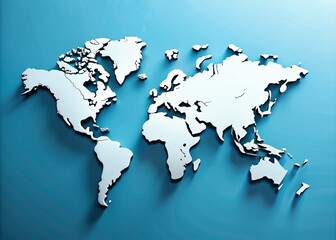 Naklejka premium Stunning White 3D World Map for Modern Design Projects, Illustrations, and Educational Materials in High Resolution