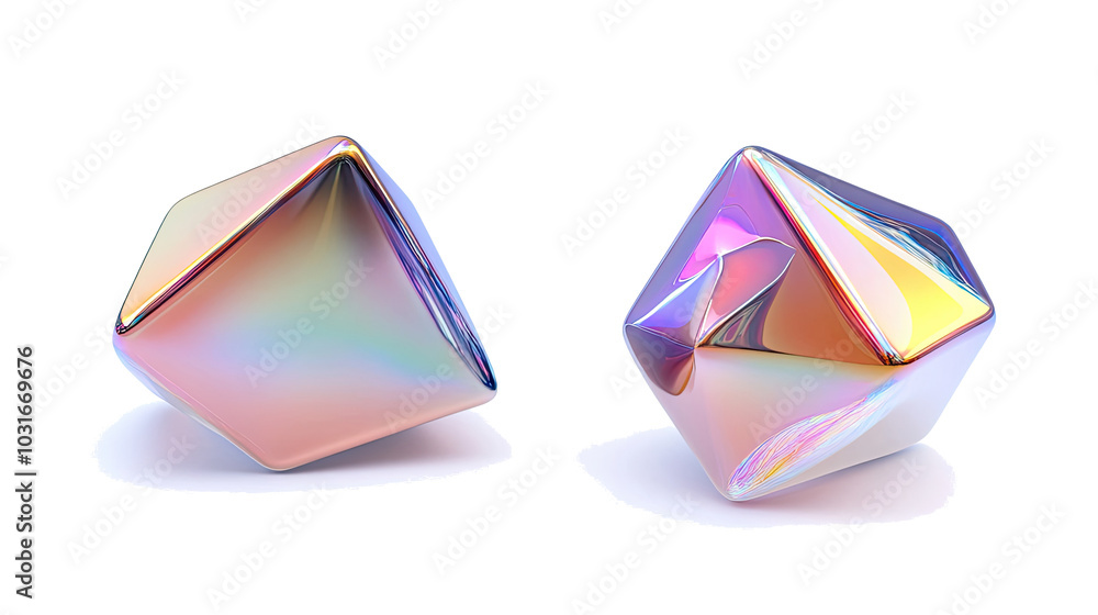 Poster abstract iridescent shapes crafted in a vibrant collection of objects generative ai