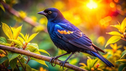 Naklejka premium Stunning Winged Blackbird in Nature - High Dynamic Range Photography for Wildlife Enthusiasts