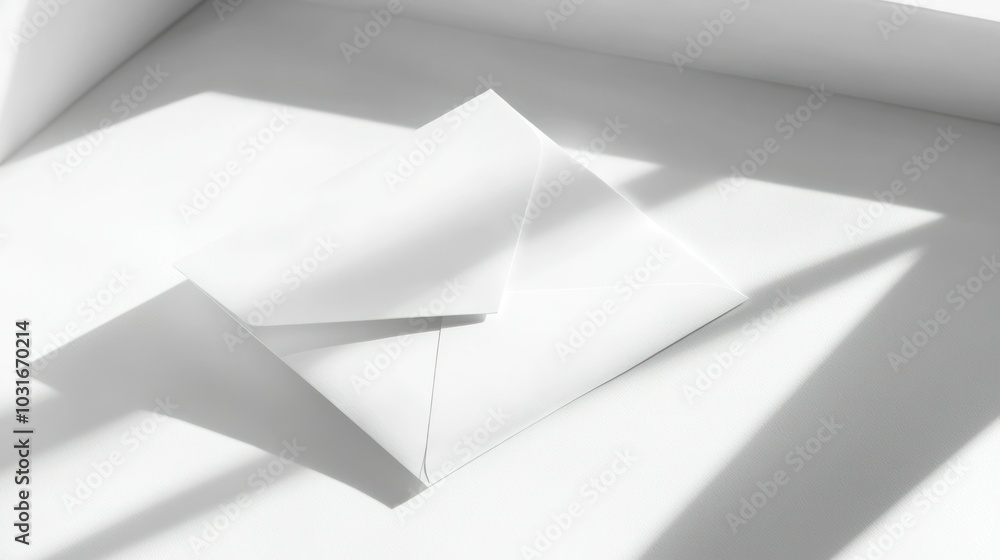 Aufkleber white envelope with shadow on a white surface