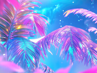Fototapeta premium Tropical Background Glittering Stars and Vivid Mood for Dreamy Escapes and Adventures