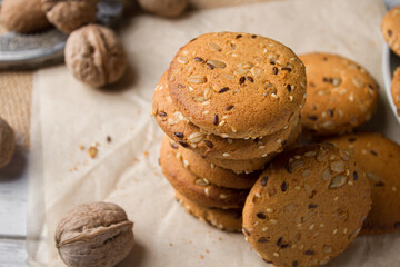 Oatmeal cookies on a light table