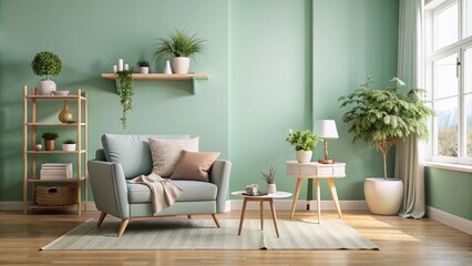 Stylish Domestic Interiors with Mint Green Wall and Modern Decor for Home Inspiration