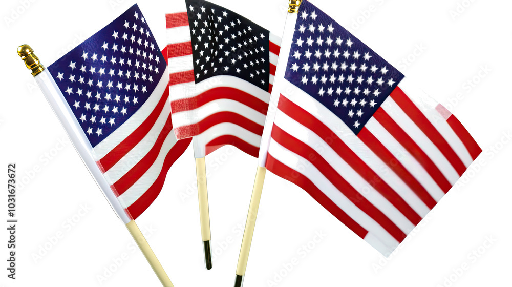 Aufkleber collection of american flags displayed on a transparent background generative ai