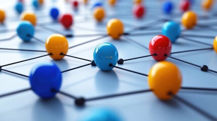 Obraz premium Network Connectivity Concept with Colorful Nodes and Links