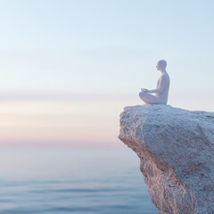 Peaceful Meditation on Clifftop at Sunset   Serenity  Mindfulness  Yoga  Spiritual  Nature