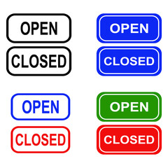 Set of Signs Open and Closed. Vector illustration. Open and Closed sign isolated on white background