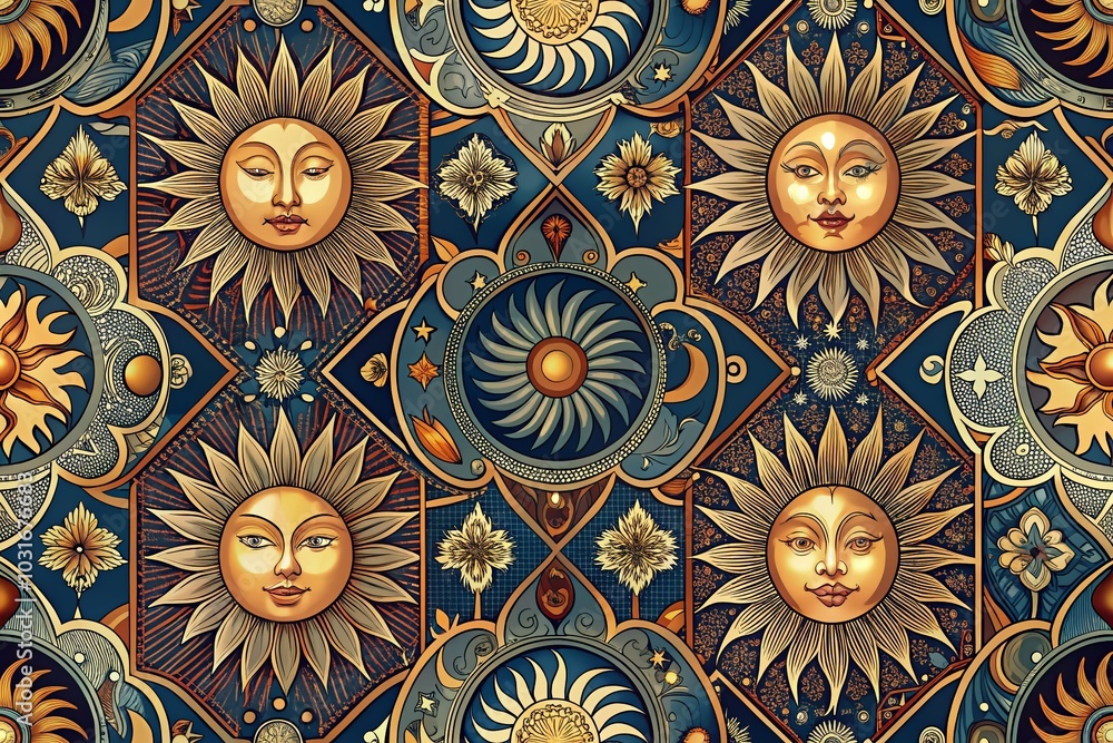 Poster sun and moon seamless pattern - architectural inspiration for unique design projects