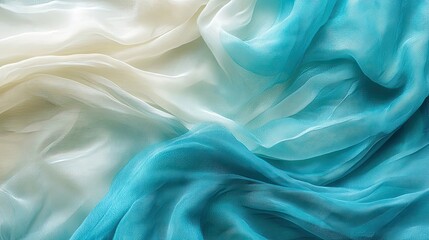 Obraz premium Draped Blue and White Sheer Fabric with Texture