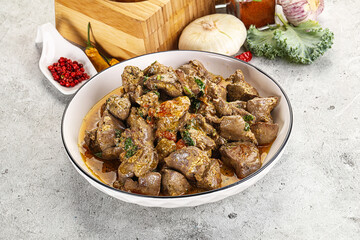 Chicken liver in cream sauce