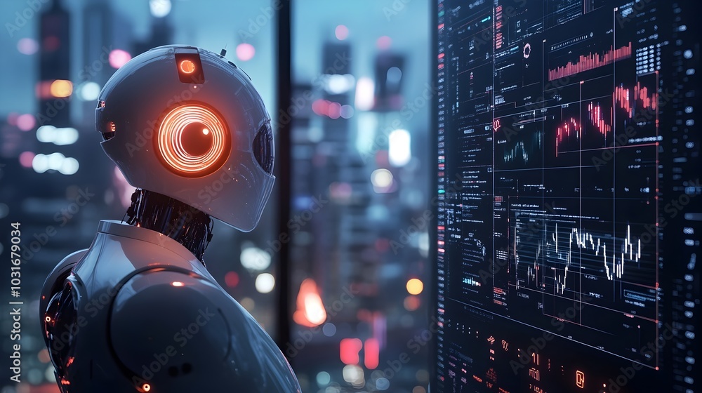 Aufkleber ai powered robo advisor overseeing diverse investment portfolio with real time analytics