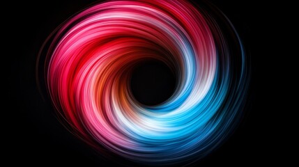  A red, white, and blue swirl is displayed against a black backdrop