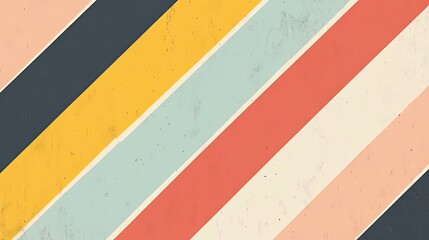 Fototapeta premium Diagonal Stripes of Yellow, Coral, Blue, White, and Peach