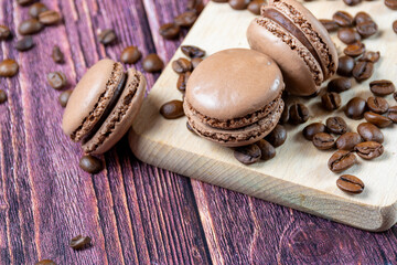 macaroons on wooden table