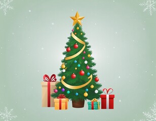 Obraz premium cute illustration with a christmas tree