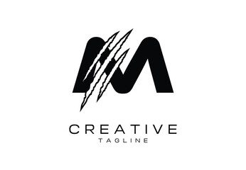 Initial Letter M and Claw, Scratch Logo Design Template - Vector
