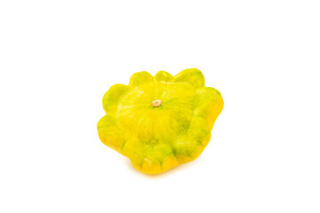 Pattypan zucchini isolated on white background. squash. Fresh organic pattypan squashes on...