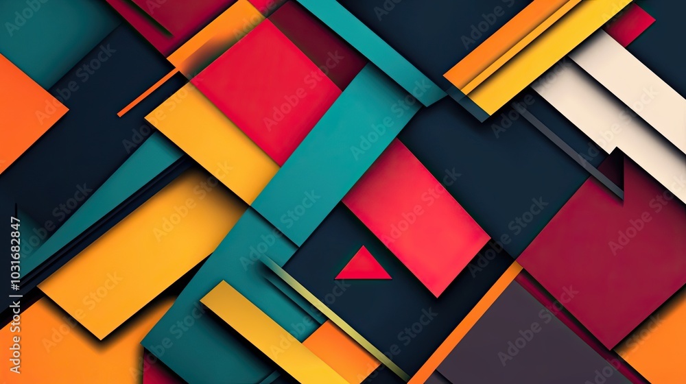 Poster abstract geometric pattern with overlapping shapes and vibrant colors