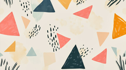 Scandinavian-inspired abstract pattern with pastel triangles and minimal design for modern decor