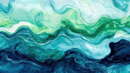 Obraz premium Vibrant Green Earth in Watercolor Style with Swirling Patterns and Lush Natural Beauty