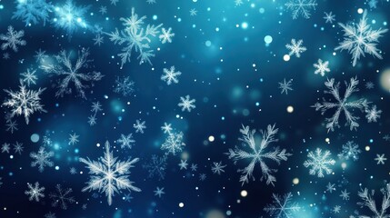 Winter Wonderland: Delicate Snowflakes on a Blue Background