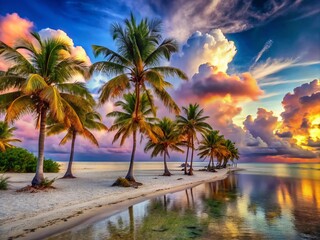 Surreal Coconut Palm Trees in the Florida Keys - Dreamy Tropical Landscape