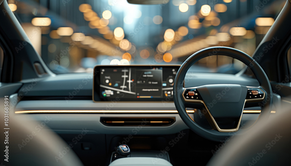 Poster internal environment of automobile minivan.