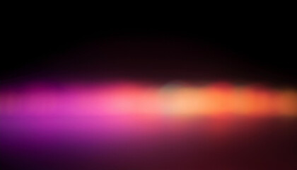 Neon blur glow. Pearl pink Luminous bright orange radiance soft texture on dark black abstract empty space background. Color light overlay. Copy space.