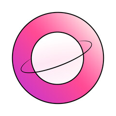 Saturn planet retro style on white background