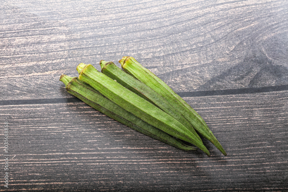 Wall mural green ripe tasty okra tropical vegetable