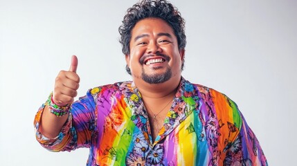 Obraz premium Cheerful LGBTQ Individual from the Pacific Islands