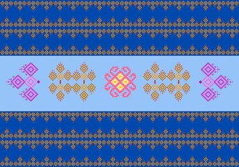 Ornamental Pixel Harmony : this ornamental pixel art pattern. Featuring a blend of warm earth tones and vibrant pink accents, this seamless design is perfect for digital products, textiles, etc.