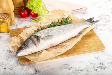 Raw seabass fish for cooking
