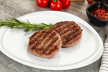 Grilled two beef burger cutlet