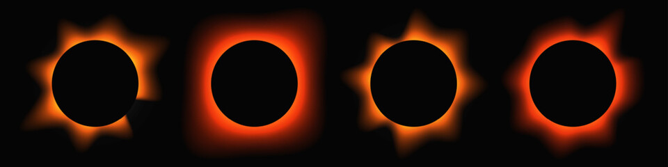 Set of orange circle illuminate light frames