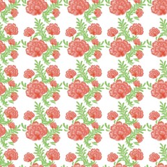 floral pattern on white background.Ikat ethnic pattern vector illustration,Aztec style,hand drawn,baroque embroidery.design for texture,fabric,clothing,decoration,carpet,print.