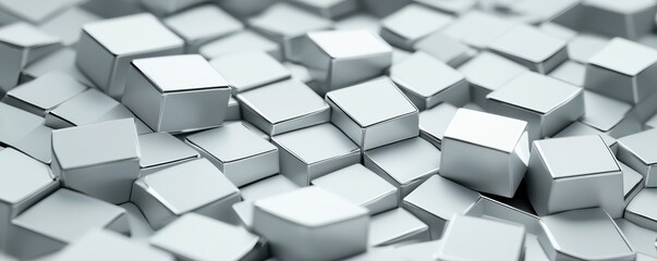 Modern Abstract 3D Polygons with Reflective Metallic Surfaces in a Geometric Design