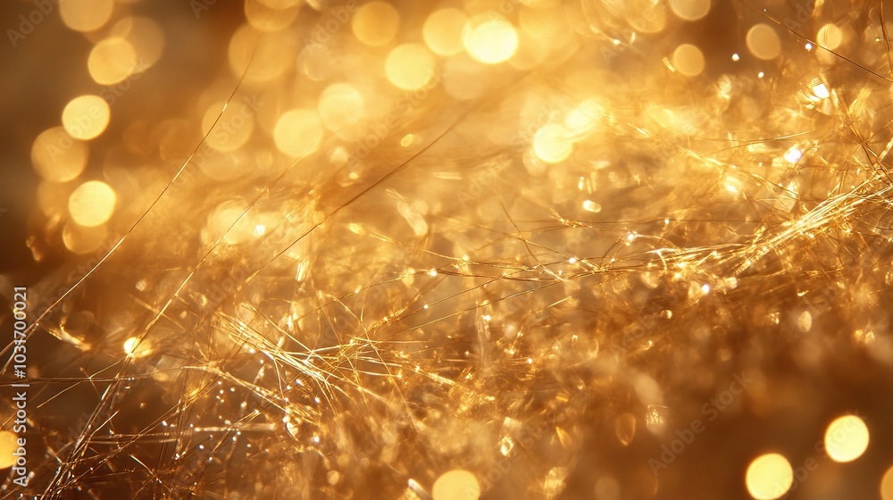 Poster golden bokeh background with sparkling light effects