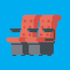 
Cinema seat pixel art, vector illustration on isolated background.