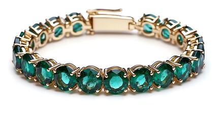 Obraz premium Green Gemstone Bracelet with Gold Clasp