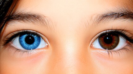 Obraz premium close-up Blue and brown contacts above the irises