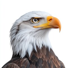 Obraz premium Bald Eagle Head Portrait Isolated on White Background Wild Bird Close up
