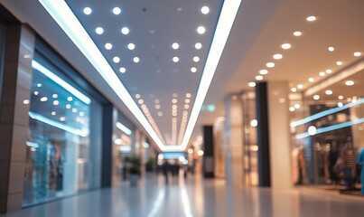Blurred interior of a modern shopping mall.