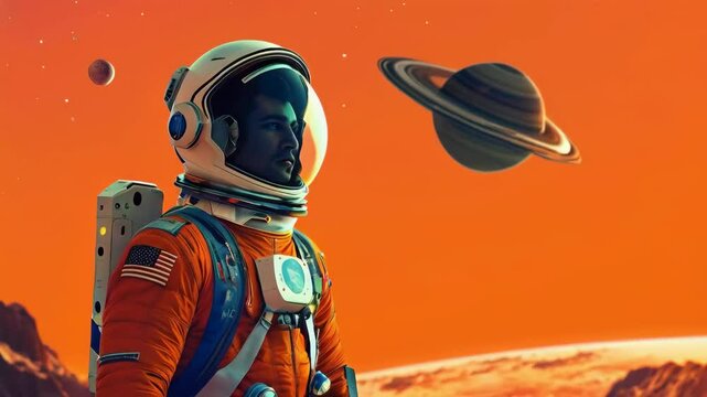 an astronauts with jupiter