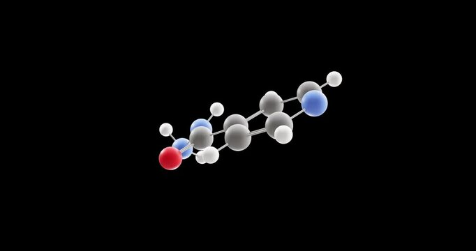 Isoniazid molecule, rotating 3D model of antituberculosis agents, looped video on a black background