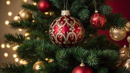 Fototapeta premium christmas tree decorations, ai generated