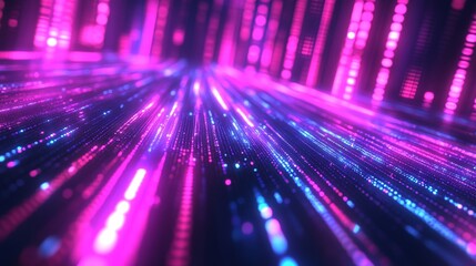 Obraz premium Abstract Neon Glowing Lines Pink And Blue Digital Technology Background
