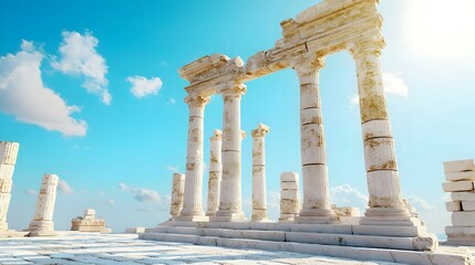 Obraz premium Ancient Ruins Under a Bright Blue Sky